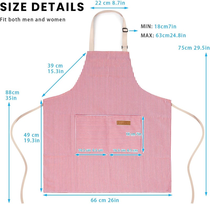 BeLuyi Adjustable Bib Apron with 2 Pockets Chef Cooking Kitchen Restaurant Aprons for Women Men - Image 2